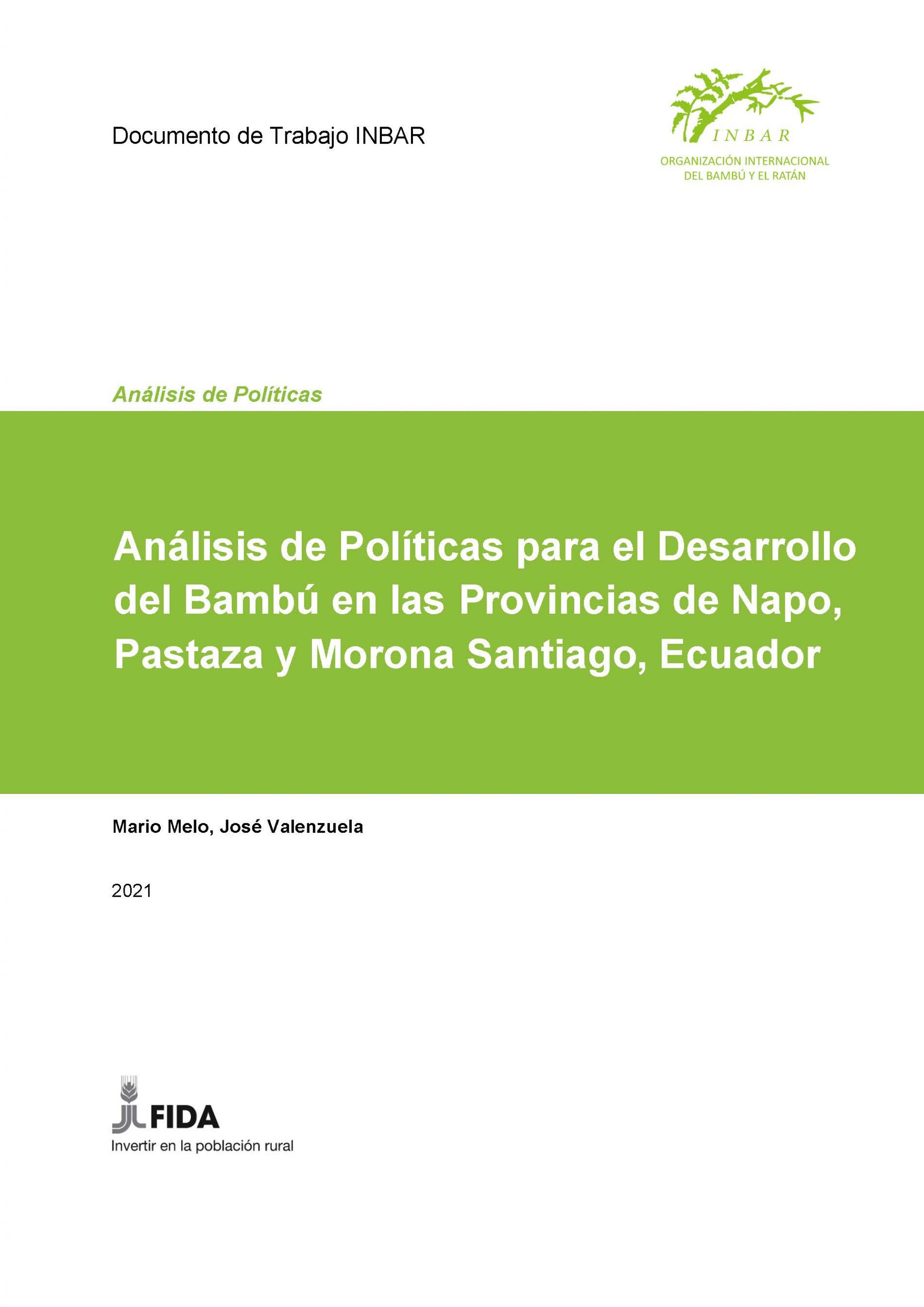 Análisis de Políticas para el Desarrollo del Bambú en las Provincias de Napo, Pastaza y Morona Santiago, Ecuador