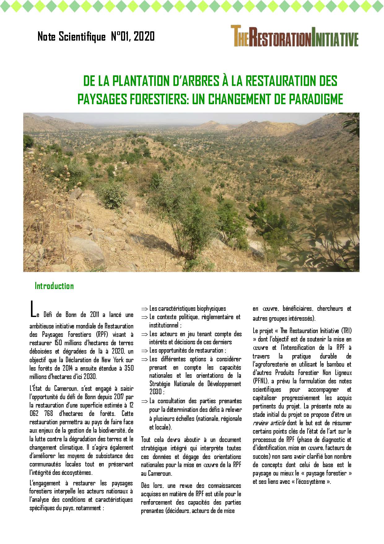 Note scientifique : De la plantation d’arbres à la restauration des paysages forestiers: un changement de paradigme