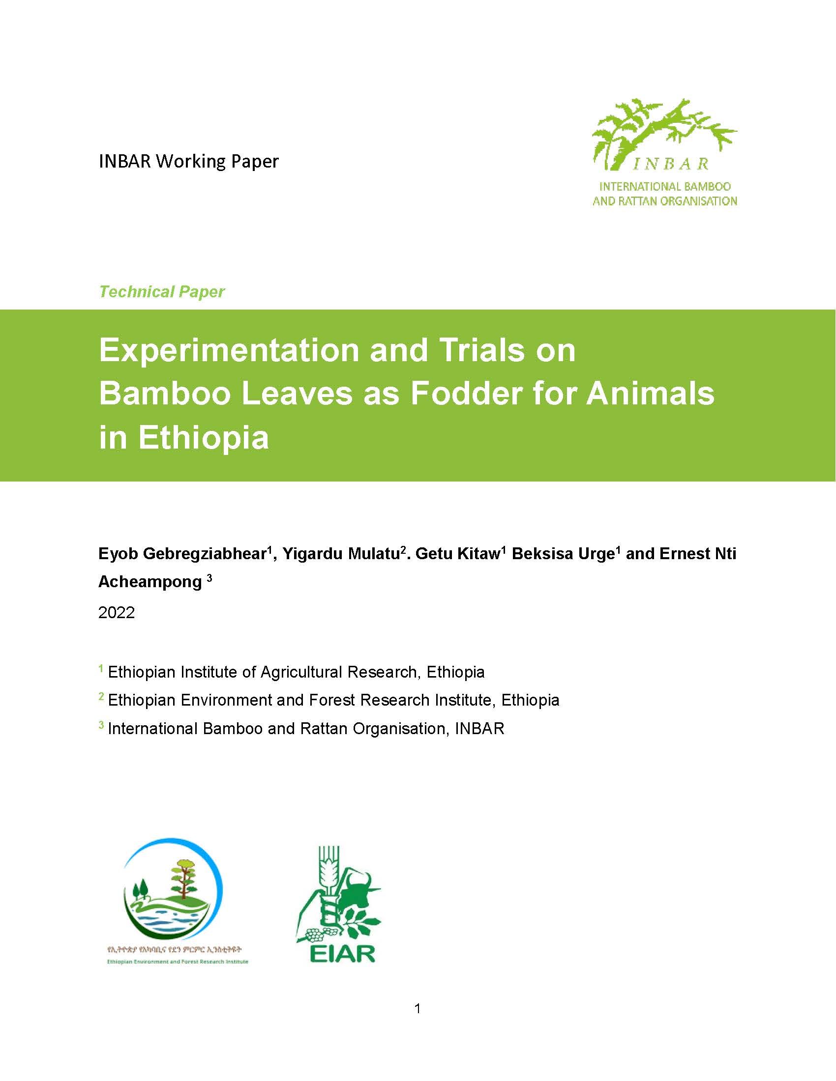 Experimentation and Trials on Bamboo Leaves as Fodder for Animals in Ethiopia